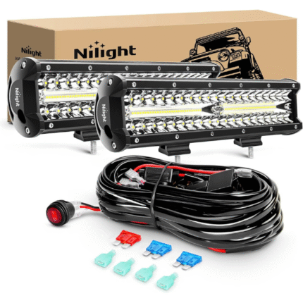 Nilight 12 Inch 300W LED Light Bar – 2PCS Triple Row Flood & Spot Combo