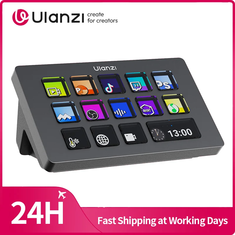 Ulanzi D200 production console with 13 customizable LCD keys for desktop workflows
