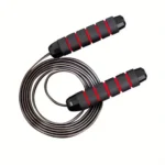 Adjustable jump rope with PVC-coated steel cable and EVA foam handles