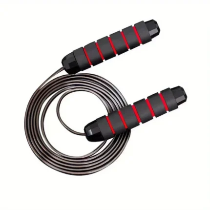 Adjustable jump rope with PVC-coated steel cable and EVA foam handles