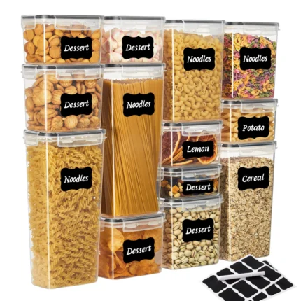 Set of 10 transparent square food storage containers with flip-top lids