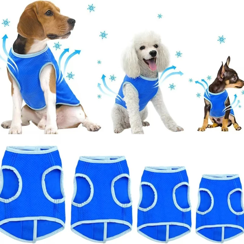 Blue evaporative cooling vest for dogs and cats