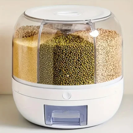 Transparent medium round rotatable plastic food storage container with sealed lid