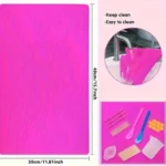 Pink 49-piece silicone mold and epoxy resin crafting tool set with measuring cups and droppers