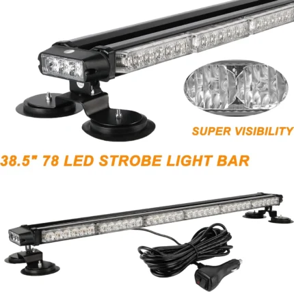 38.5-inch double-sided 78W LED emergency warning light bar with magnetic base