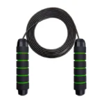 PVC jump rope with foam handles available in Light Green, Blue, Black, and Red