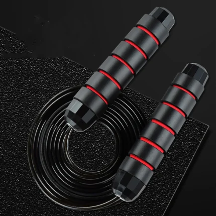 PVC jump rope with foam handles available in Light Green, Blue, Black, and Red
