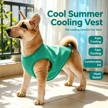 Blue evaporative cooling vest for dogs and cats