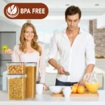 Set of 10 transparent square food storage containers with flip-top lids