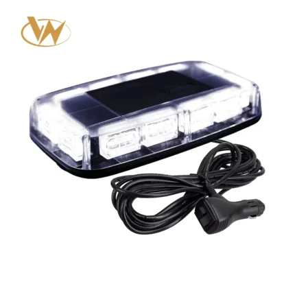 48-LED 12V roof-mounted warning light bar with magnetic and suction-cup mounting