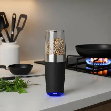 Black and white USB-C rechargeable electric salt and pepper grinder set