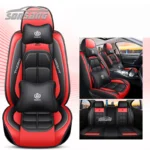 Universal 9D PU leather car seat cover set in black, red, brown, gray or green