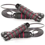 PVC jump rope with foam handles available in Light Green, Blue, Black, and Red