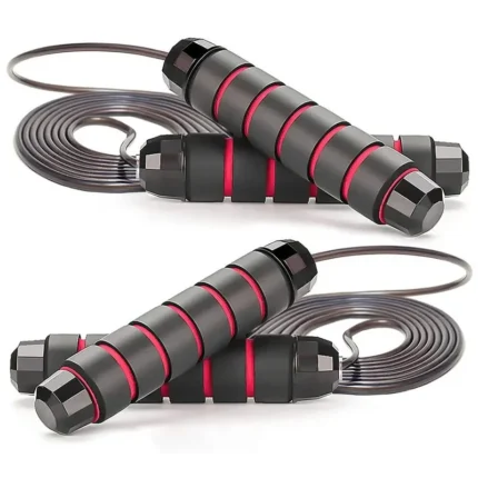 PVC jump rope with foam handles available in Light Green, Blue, Black, and Red
