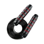 PVC jump rope with foam handles available in Light Green, Blue, Black, and Red