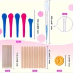 Pink 49-piece silicone mold and epoxy resin crafting tool set with measuring cups and droppers