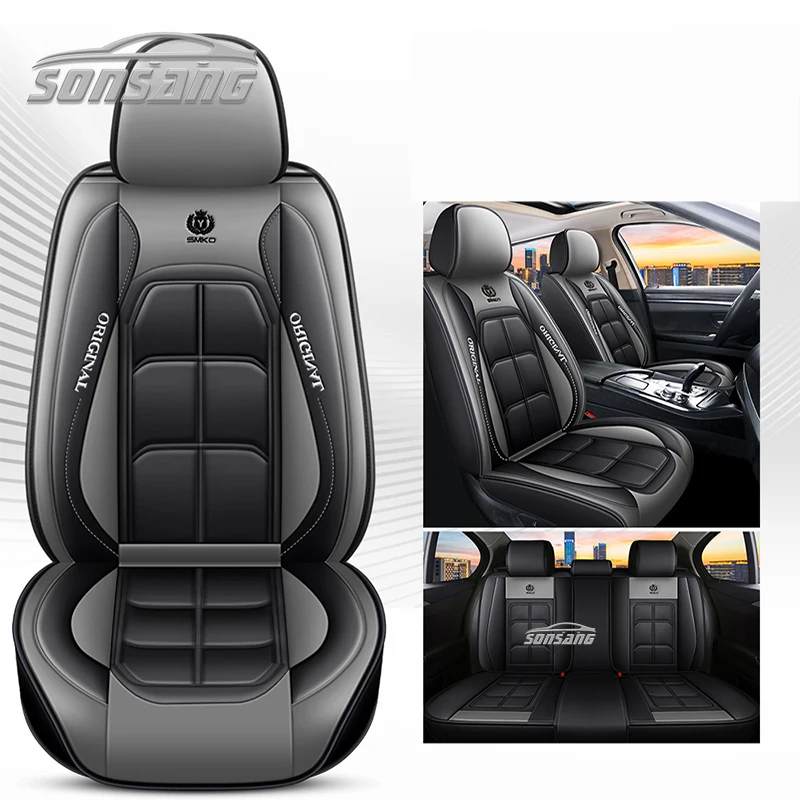 Universal 9D PU leather car seat cover set in black, red, brown, gray or green