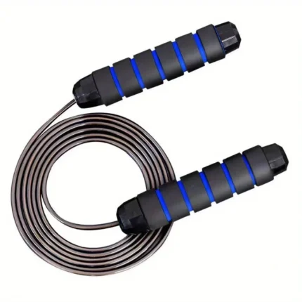 Adjustable jump rope with PVC-coated steel cable and EVA foam handles