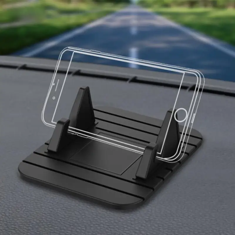 Curved PVC car dashboard phone holder in black and white