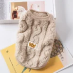 Solid-color fleece pet coat for small cats, kittens, puppies, and small dogs