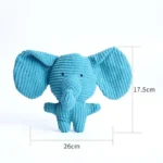 Plush squeaky dog toy available in pig, elephant, rabbit, and cow designs