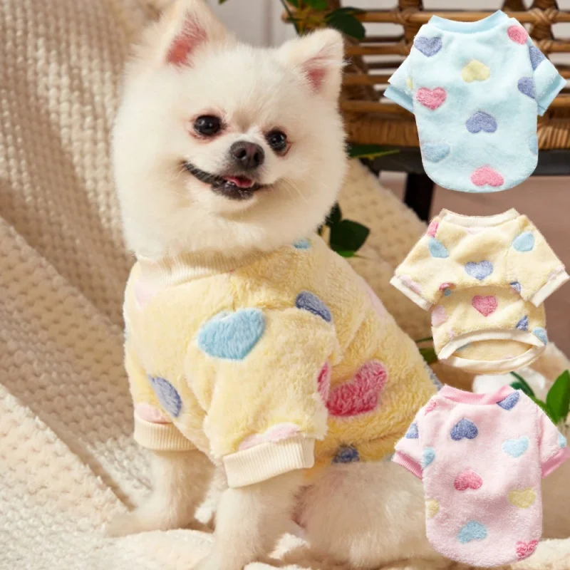 Heart print flannel pet vest in multiple colors for dogs and cats