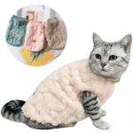 Solid-color fleece pet coat for small cats, kittens, puppies, and small dogs