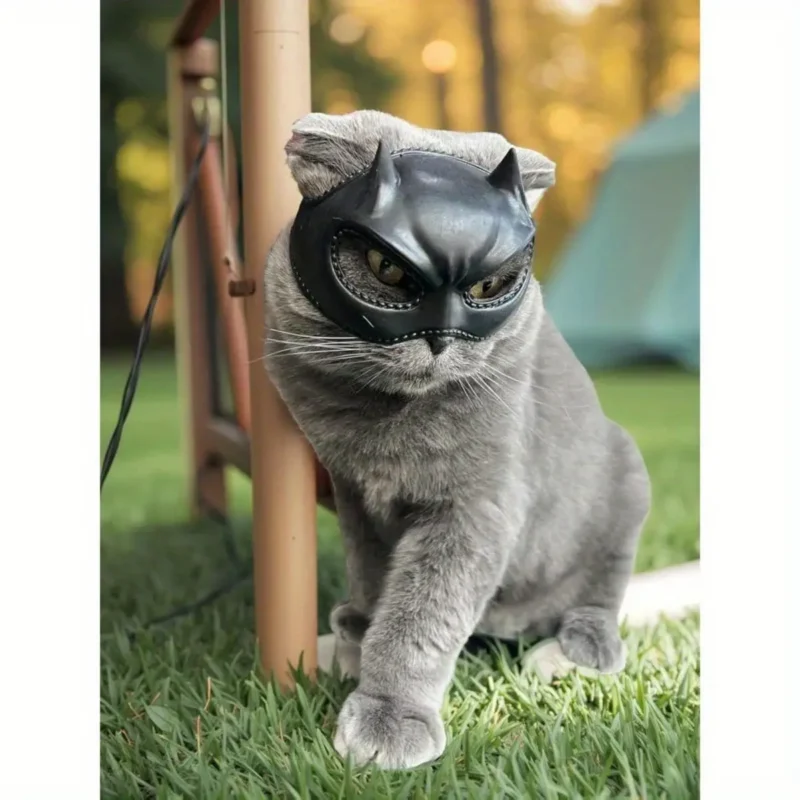 Black latex cat bat mask costume accessory