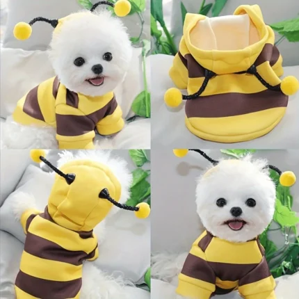 Yellow bee costume hoodie for dogs