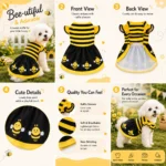 Yellow bumble bee-inspired dress for dogs and cats