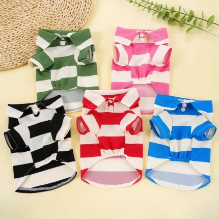 Casual polo-style pet shirt for dogs and cats in multiple colors and sizes