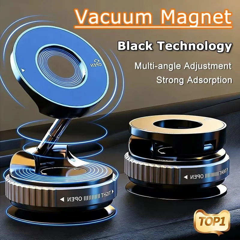 360-degree magnetic car phone holder with vacuum suction in black and white