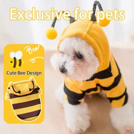 Yellow bee costume hoodie for dogs