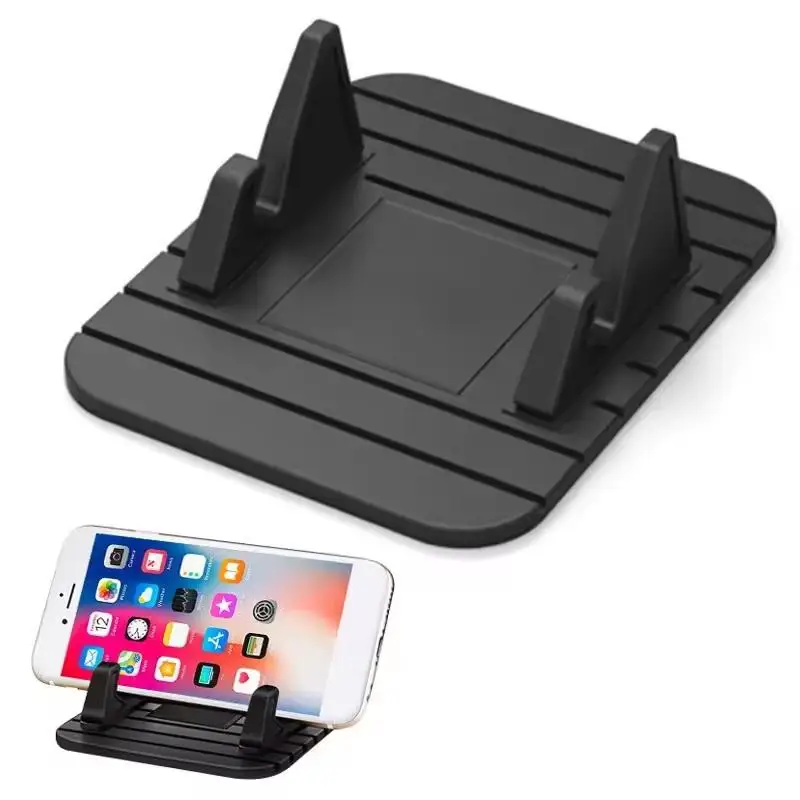 Curved PVC car dashboard phone holder in black and white