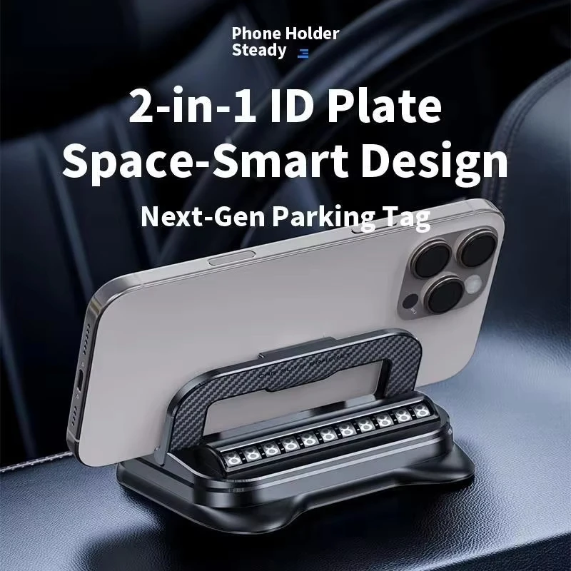 360-degree rotatable universal car phone holder with dashboard mount in black and orange