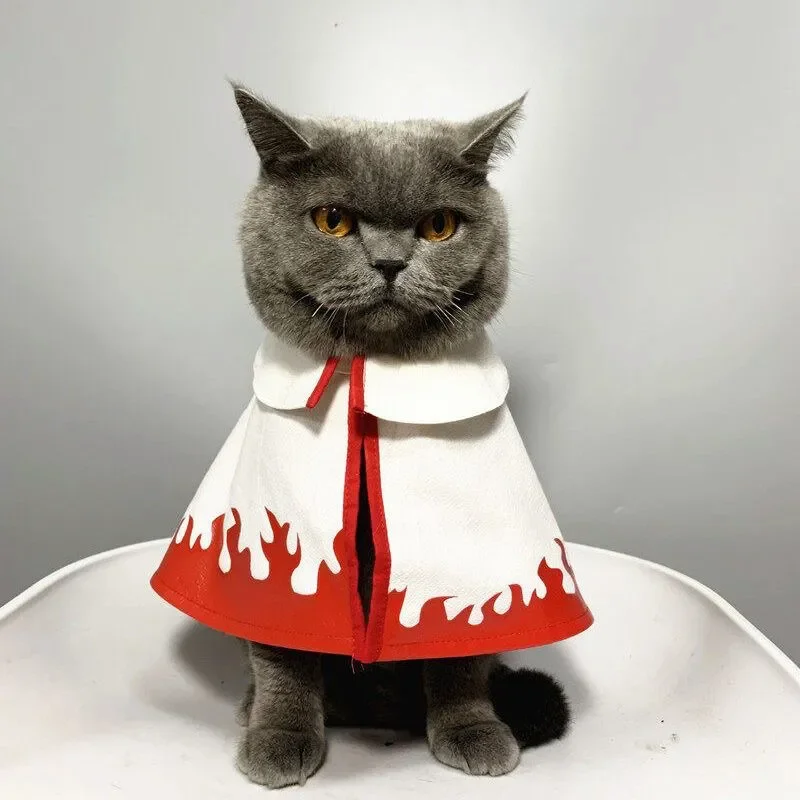 Naruto-themed polyester pet cosplay cloak costume in available size and color options