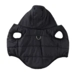 Hooded fleece coat for small dogs and cats in black, red, and coffee