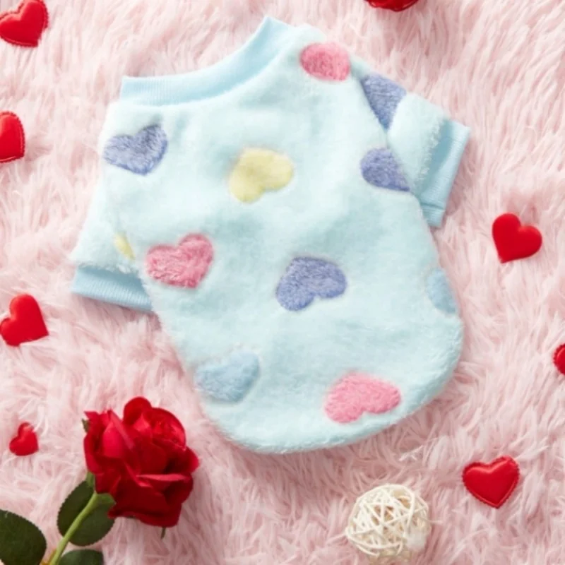 Heart print flannel pet vest in multiple colors for dogs and cats