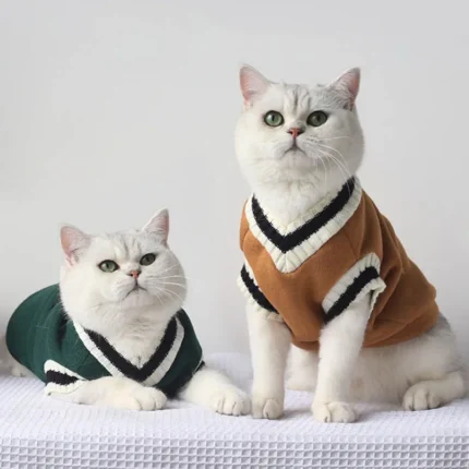 Cute 100% cotton knitted sweater vest for cats and dogs in multiple colors and sizes