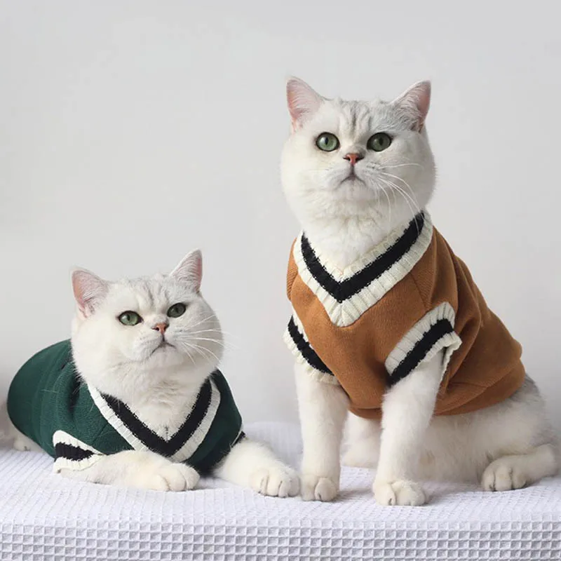 Cute 100% cotton knitted sweater vest for cats and dogs in multiple colors and sizes
