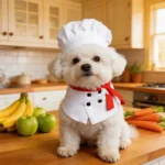 White polyester dog costume available in small, medium, and large sizes