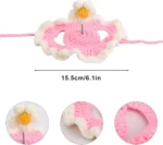 Flower crochet knitted fiber hat for cats in multiple colors